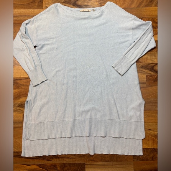 Soft Surroundings Tunic Sweater Size 1X Light Blue Ribbed Hem Layered Look - Picture 1 of 7